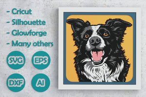 Border Collie Shadow Box. File for cutting