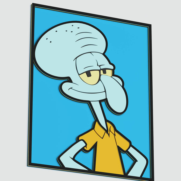 Squidward Portrait Layered Design for cutting