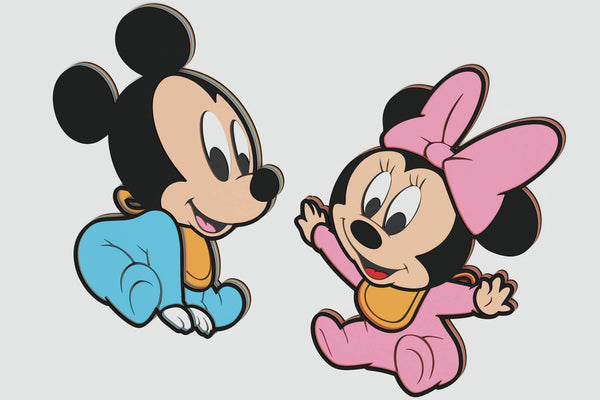 Baby Mickey and Minnie Mouse Layered Design for cutting
