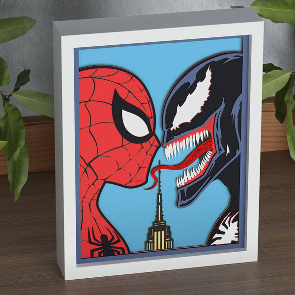 Spider Man vs Venom Shadow Box. File for cutting