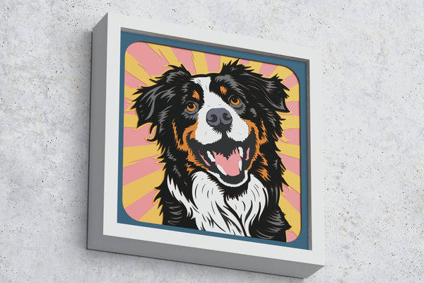 Australian Shepherd Shadow Box. File for cutting