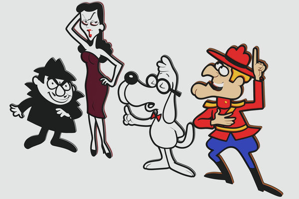 Natasha, Boris, Dudley, Mr. Peabody Layered Design for cutting