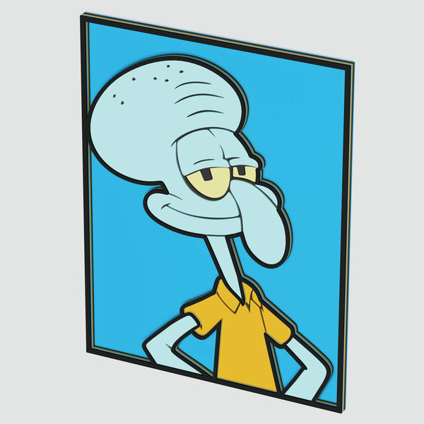 Squidward Portrait Layered Design for cutting