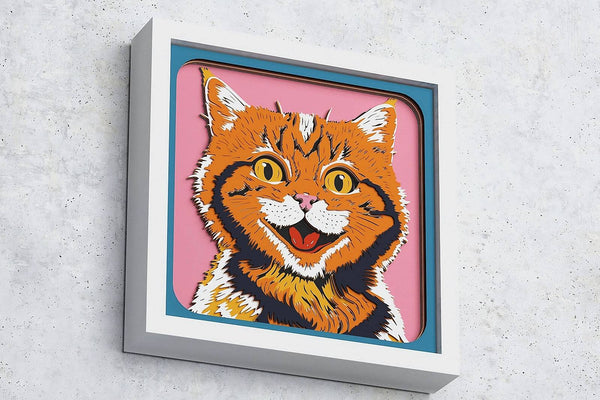 Happy Cat Shadow Box. File for cutting