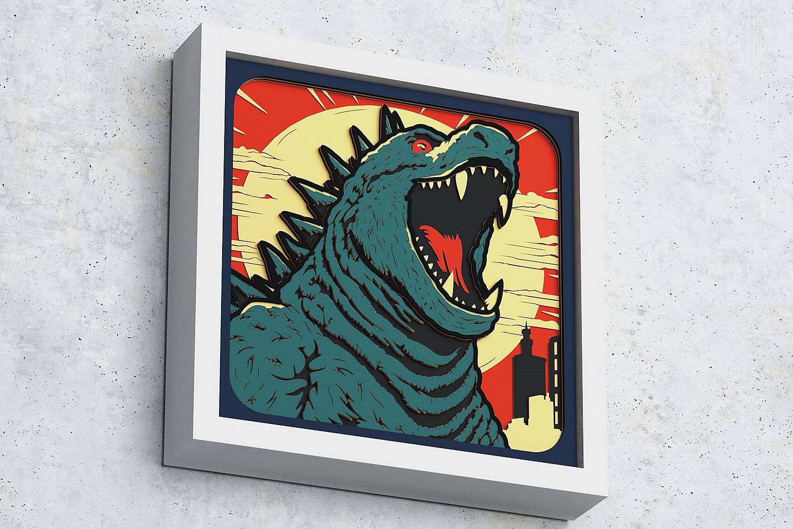 Godzilla Shadow Box. File for cutting - LaserCraftum