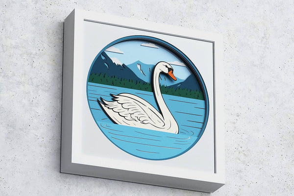 Swan On the Lake Shadow Box. File for cutting