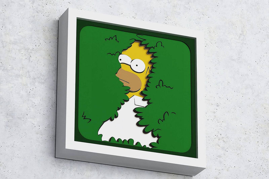 Homer in the Bush Shadow Box. File for cutting - LaserCraftum