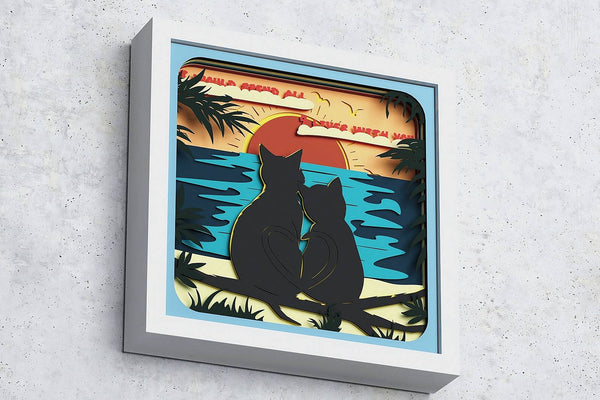 Cats In Love Shadow Box. File for cutting