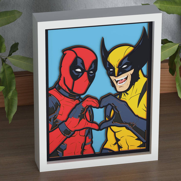 Deadpool and Wolverine Shadow Box. File for cutting