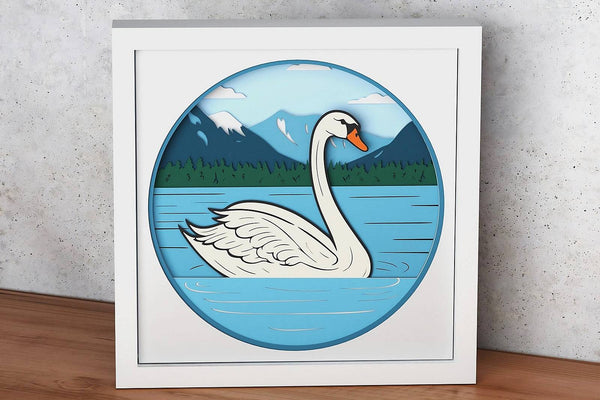 Swan On the Lake Shadow Box. File for cutting