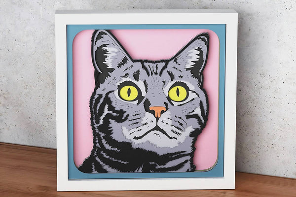 Tabby Cat Shadow Box. File for cutting