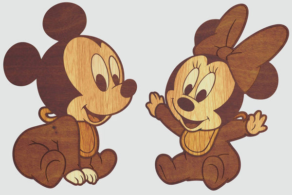 Baby Mickey and Minnie Mouse Layered Design for cutting