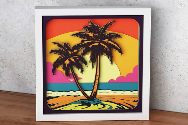 Palm Tree Shadow Box. File for cutting