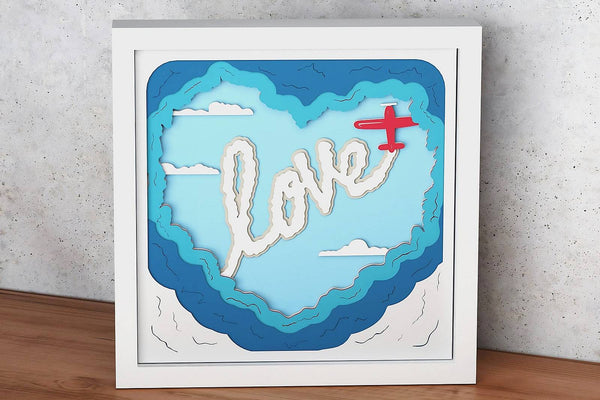 Heart in Clouds Shadow Box. File for cutting