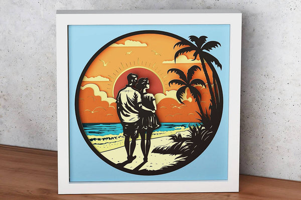 Couple on the Beach Shadow Box. File for cutting