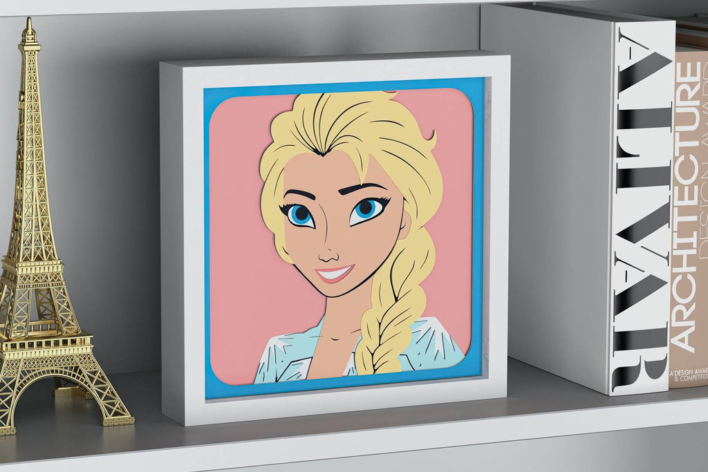 Box Pattern Elsa Elsa Shadow Box. File for cutting - LaserCraftum