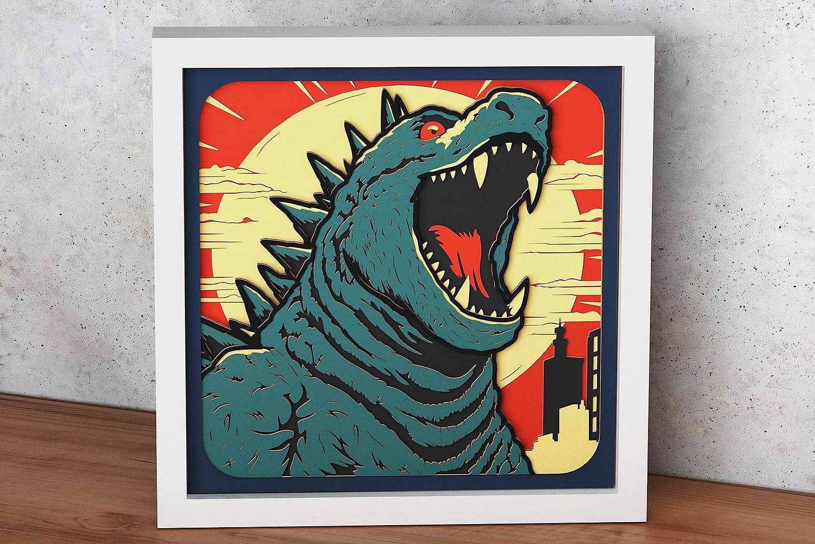 Godzilla Shadow Box. File for cutting - LaserCraftum