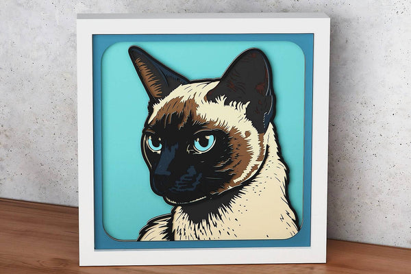 Siamese Cat Shadow Box. File for cutting
