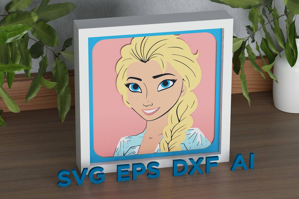 Box Pattern Elsa Elsa Shadow Box. File for cutting - LaserCraftum