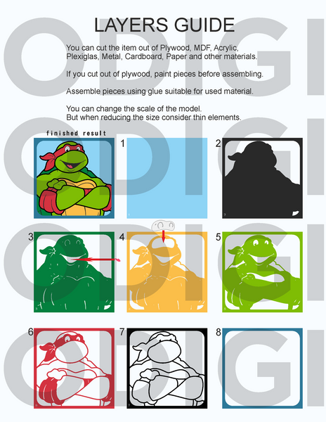 Ninja Turtle Shadow Box. File for cutting