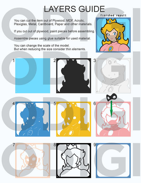 Princess Peach Shadow Box. File for cutting