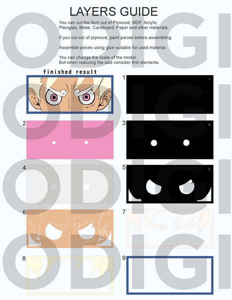 Luffy Gear 5 Eyes Shadow Box. File for cutting
