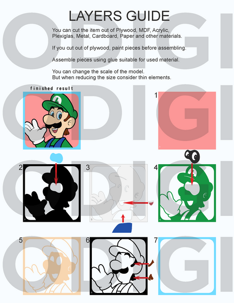Luigi Shadow Box. File for cutting