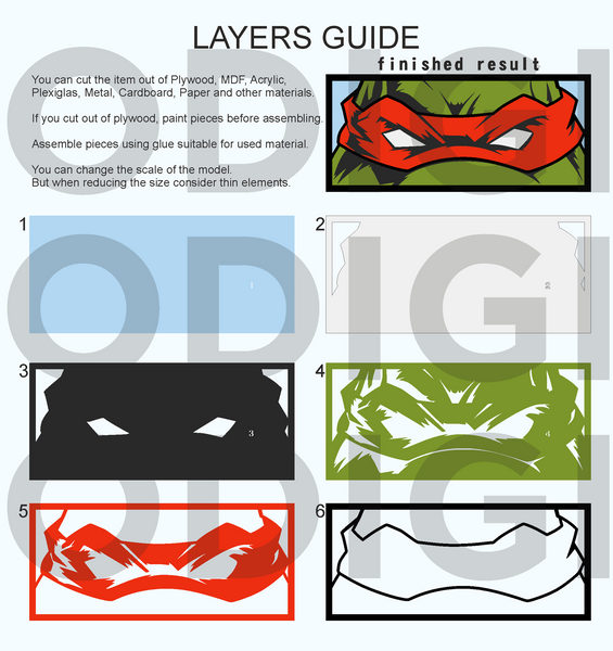 Ninja Turtle Eyes Shadow Box. File for cutting