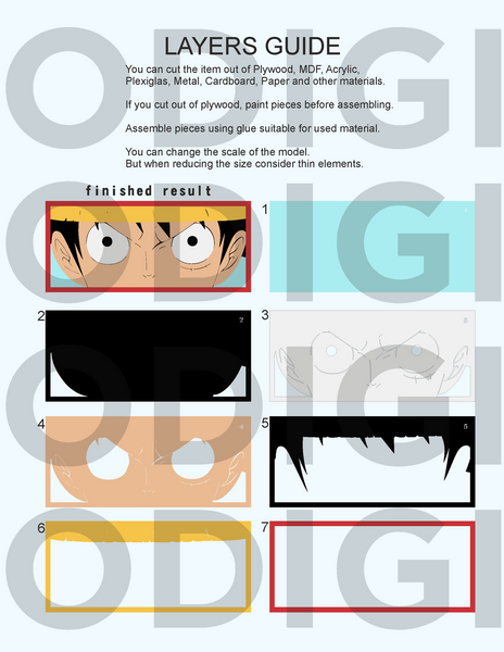 Luffy Eyes Shadow Box. File for cutting