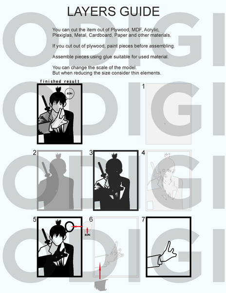 Manga Chainsaw Man Shadow Box. File for cutting