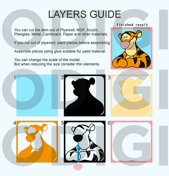 Tigger Shadow Tigger Shadow Box. File for cutting - LaserCraftum