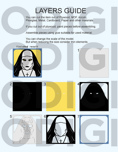 The Nun Shadow Box. File for cutting