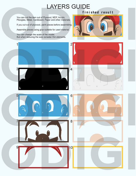 Super Mario Eyes Shadow Box. File for cutting