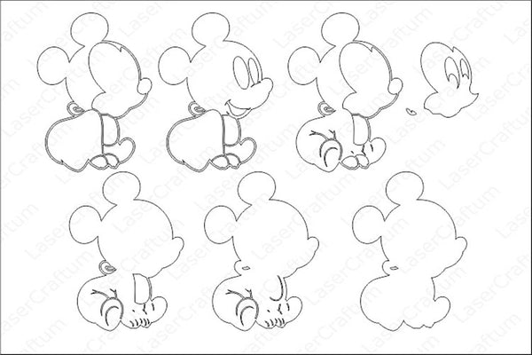 Baby Mickey and Minnie Mouse Layered Design for cutting
