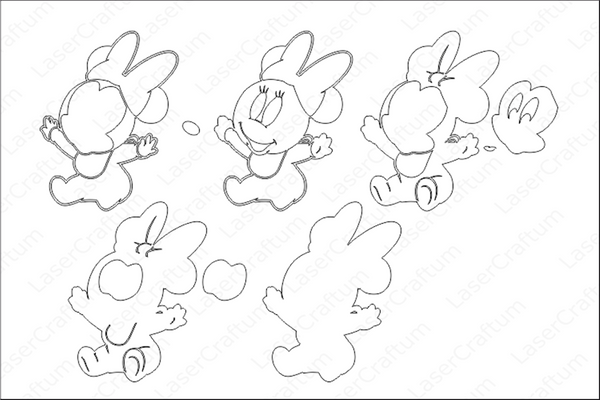 Baby Mickey and Minnie Mouse Layered Design for cutting