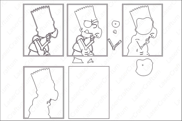 Bart Simpson Portrait Layered Design for cutting