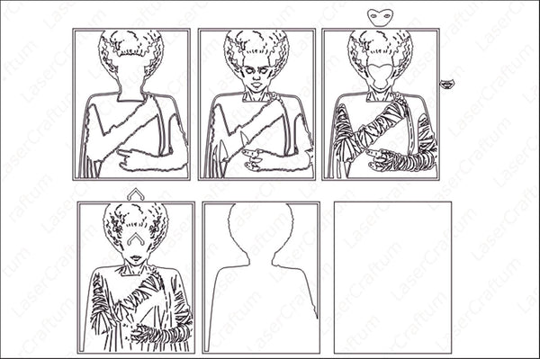 Bride of Frankenstein Layered Design for cutting
