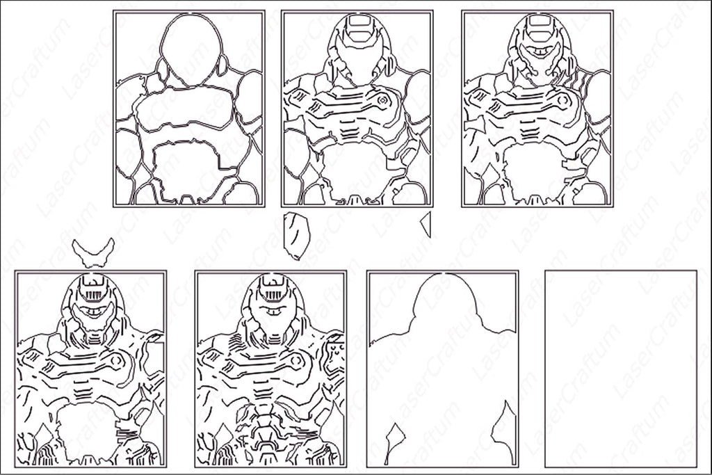 Dom3 Cut Out Doom Slayer Layered Design for cutting - LaserCraftum