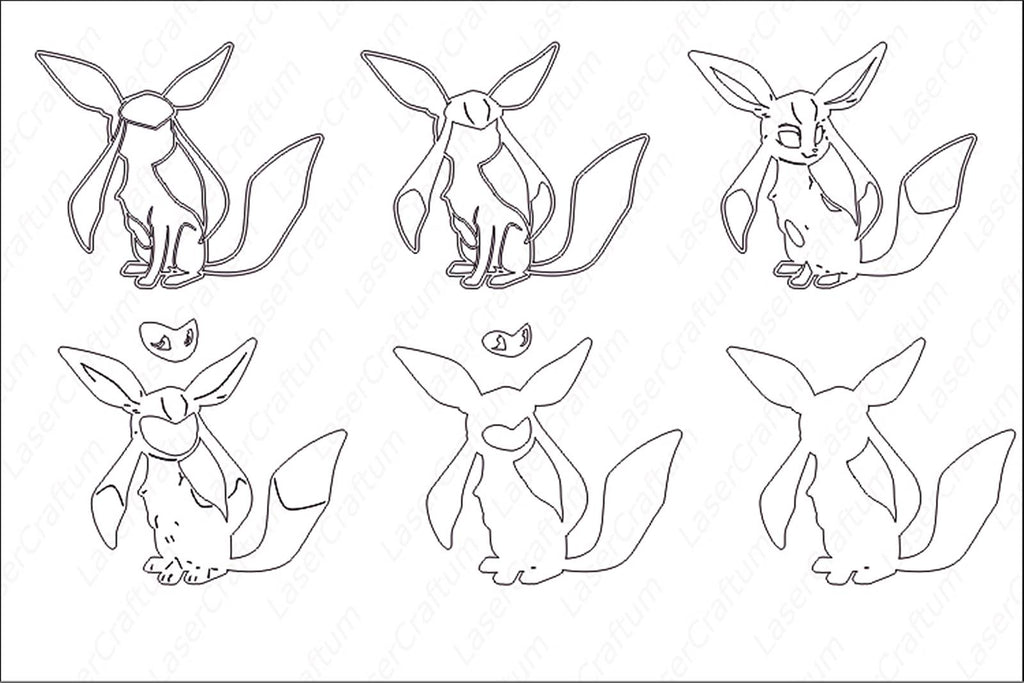 Eevee Pokemon Layered Design for cutting - LaserCraftum