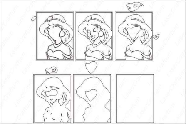 Jasmine Portrait Layered Design for cutting
