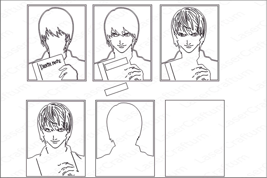 Cut Death Note Light Yagami (Death Note) Layered Design for cutting - LaserCraftum