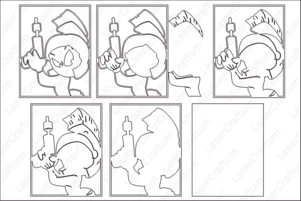 Marvin the Martian Portrait Layered Design for cutting