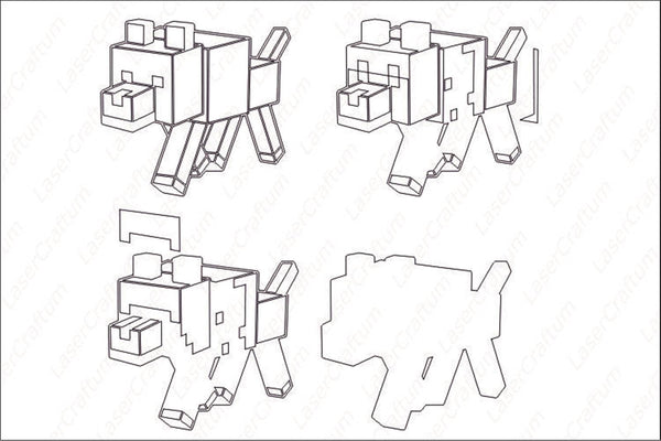 Minecraft Wolf Layered Design for cutting