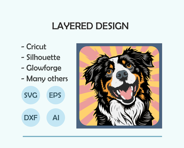 Australian Shepherd Shadow Box. File for cutting