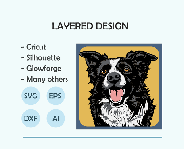 Border Collie Shadow Box. File for cutting