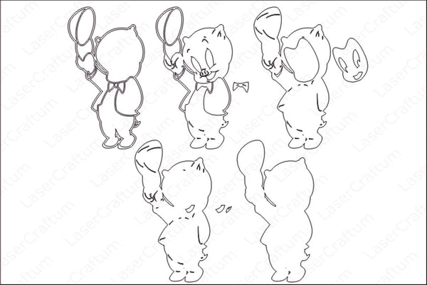 Porky Pig Layered Design for cutting