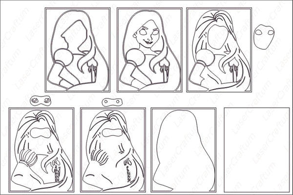 Rapunzel Portrait Layered Design for cutting