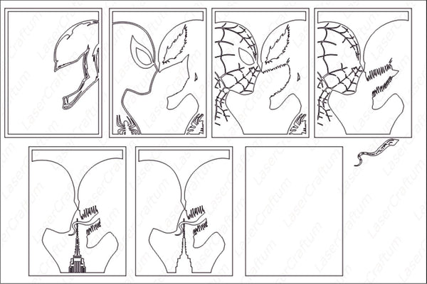 Spider Man vs Venom Shadow Box. File for cutting