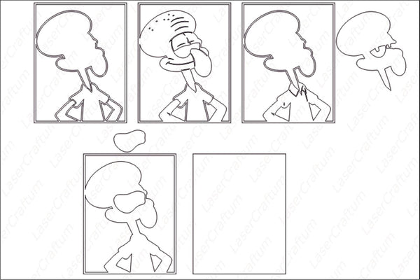 Squidward Portrait Layered Design for cutting