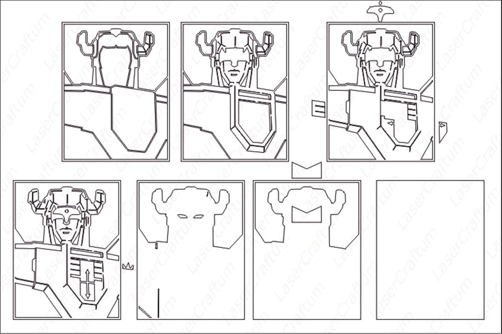 Volpetron Vector Voltron Layered Design for cutting - LaserCraftum